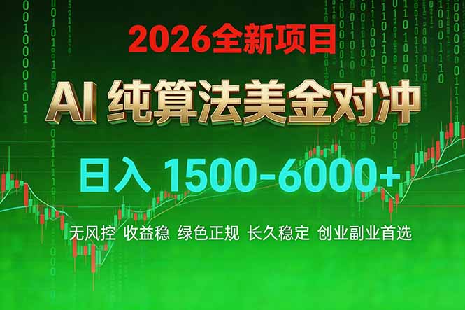 [虚拟项目]（17466期）2026 全新美金对冲项目，不套平台赠金，不封号，纯算法对冲，日入 1500-6000+