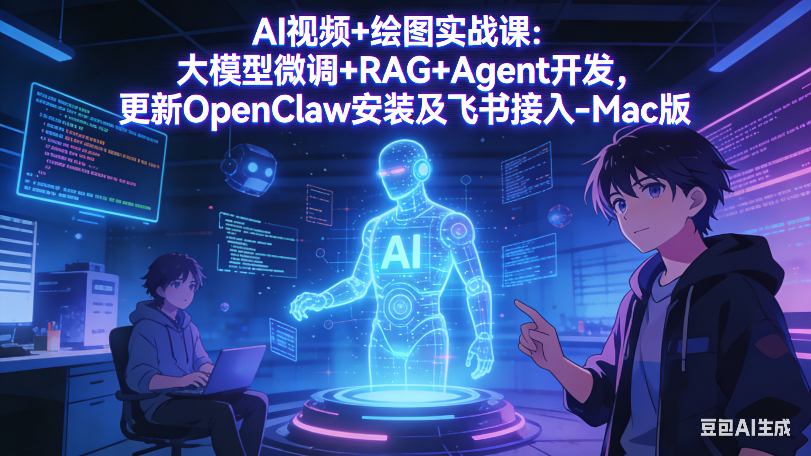 [人工智能]（17594期）AI视频+绘图实战课：大模型微调+RAG+Agent开发，更新OpenClaw安装及飞书接入-Mac版