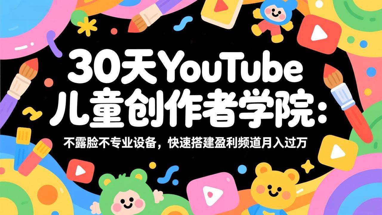 [虚拟项目]（17554期）30天YouTube儿童创作者学院：不露脸不专业设备，快速搭建盈利频道月入过万