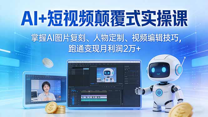 [短视频运营]（17454期）AI+短视频颠覆式实操课：掌握AI图片复刻、人物定制、视频编辑技巧，跑通变现月利润2万+