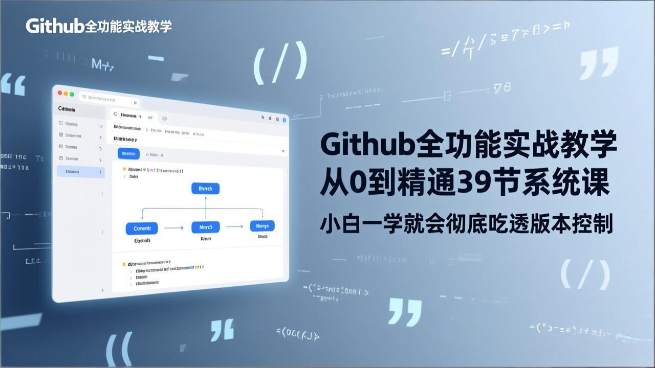 [人工智能]（17501期）GitHub-全功能实战教学，从0到精通39节系统课，小白一学就会彻底吃透版本控制