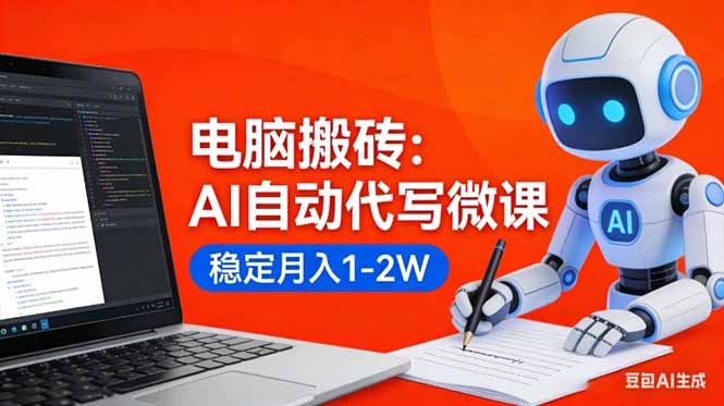 [虚拟项目]（17582期）电脑搬砖：AI自动代写微课，稳定月入1-2W，提供接单渠道，0门槛小白可做！