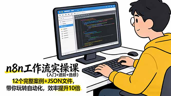 [人工智能]（17615期）n8n工作流实操课（入门+进阶+选修）12个完整案例+JSON文件，带你玩转自动化，效率提升10倍