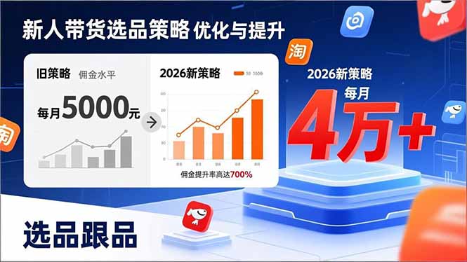 [国内电商]（17480期）新人带货别瞎选品！这套2026全新选品跟品策略，让我的佣金从0做到每月4万+