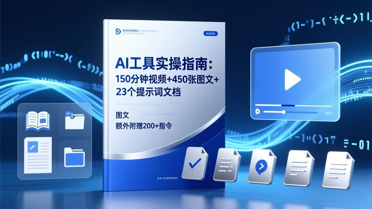 [人工智能]（17504期）AI工具实操指南：150分钟视频+450张图文+23个提示词文档，额外附赠200+指令