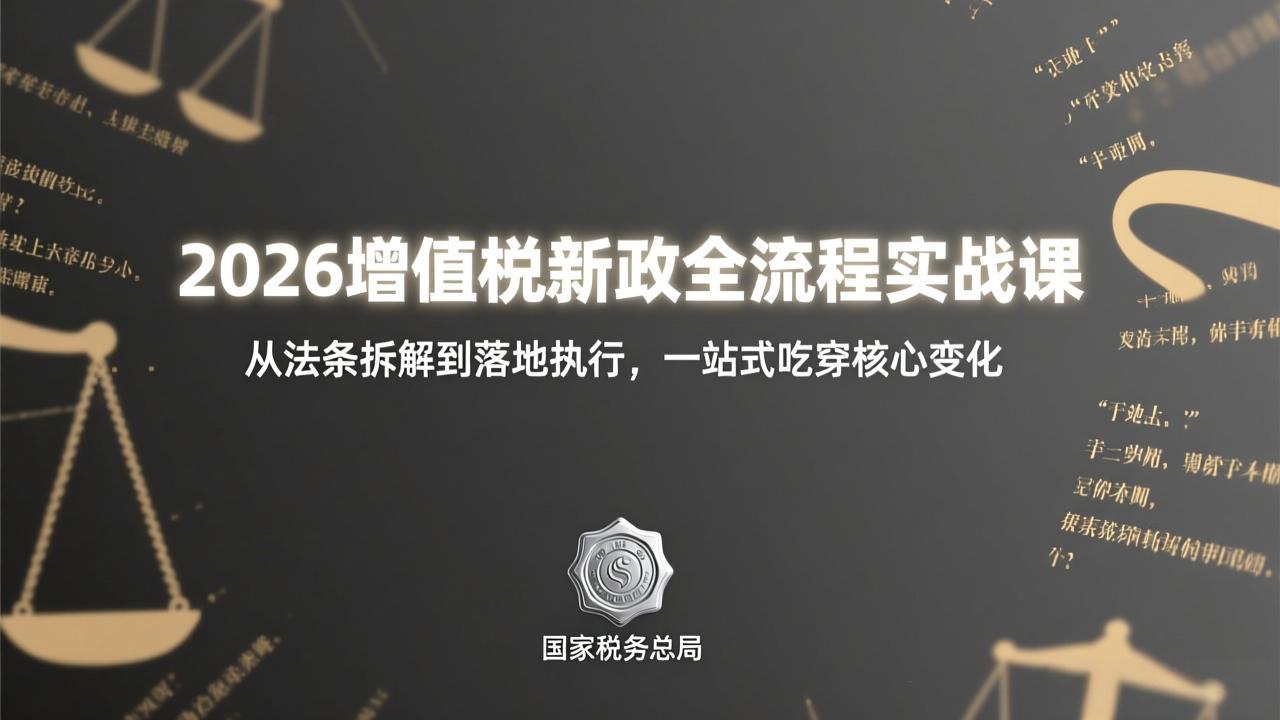 [创业项目]（17529期）2026增值税新政全流程实战课：从法条拆解到落地执行，一站式吃透核心变化