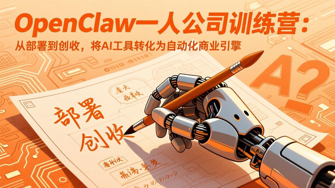 [人工智能]（17540期）OpenClaw小龙虾一人公司训练营-更新：从部署到创收，将AI工具转化为自动化商业引擎