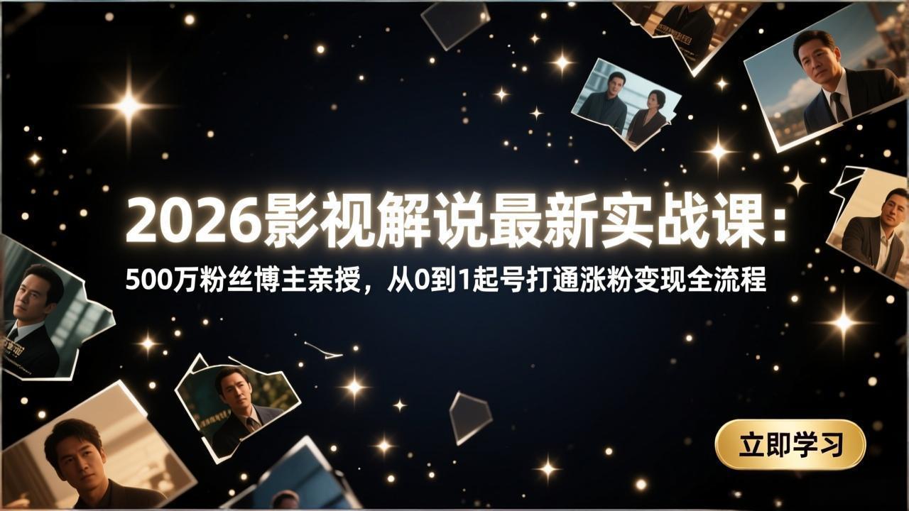 [短视频运营]（17530期）2026影视解说最新实战课：500万粉丝博主亲授，从0到1起号打通涨粉变现全流程