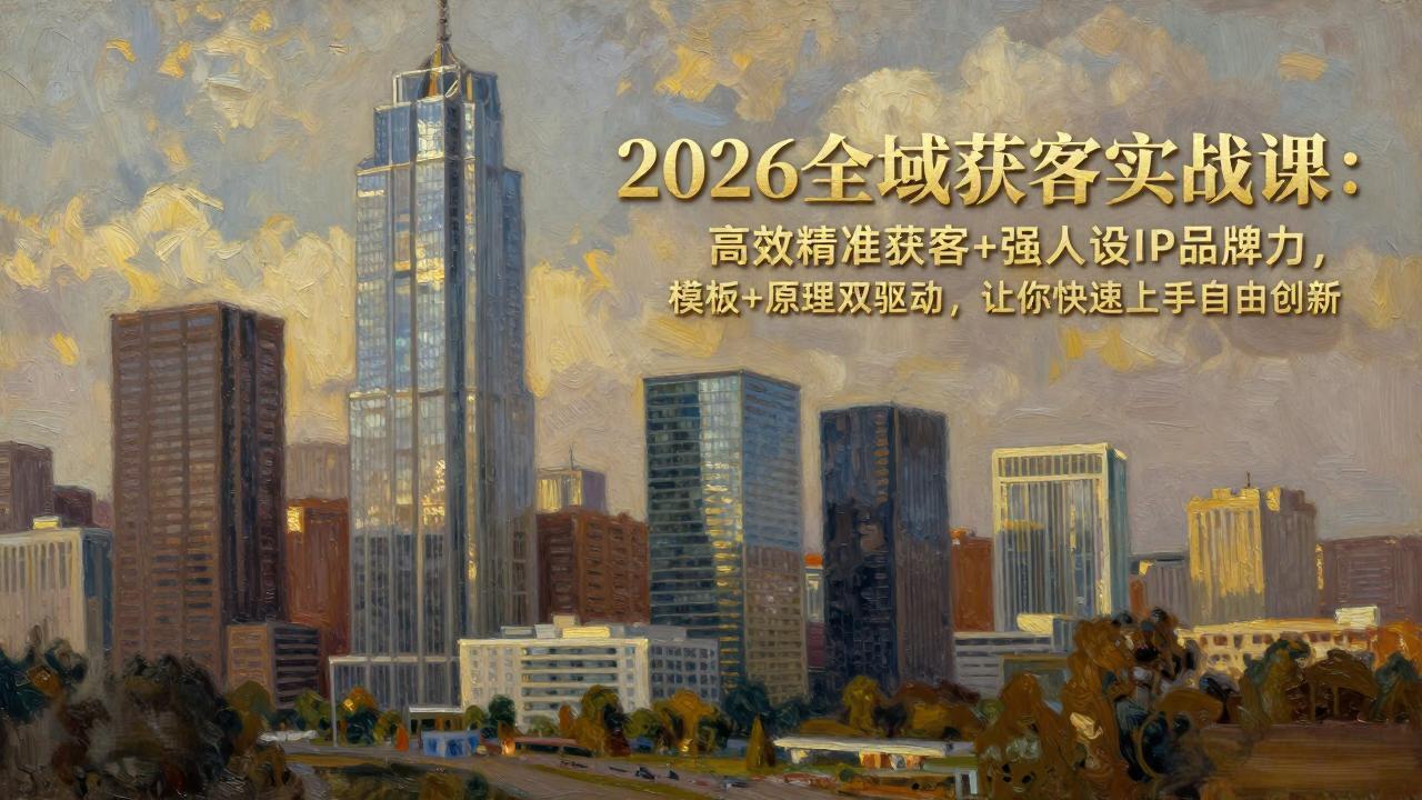 [引流涨粉]（17613期）2026全域获客实战课：高效精准获客+强人设IP品牌力，模板+原理双驱动，让你快速上手自由创新