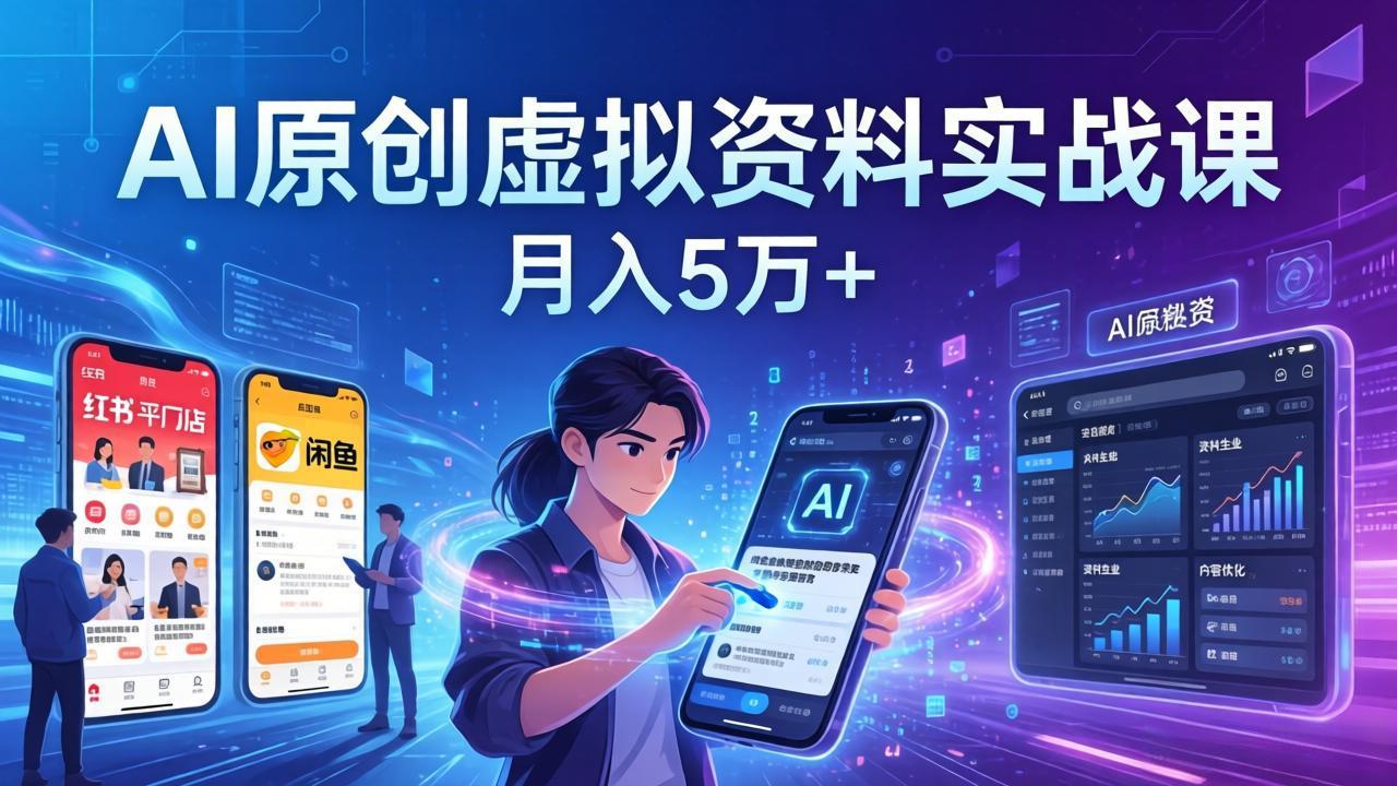 [热门给力项目]（17657期）AI原创虚拟资料实战课：2026新机会，小红书闲鱼开店，普通人用AI轻松变现，月入5万+