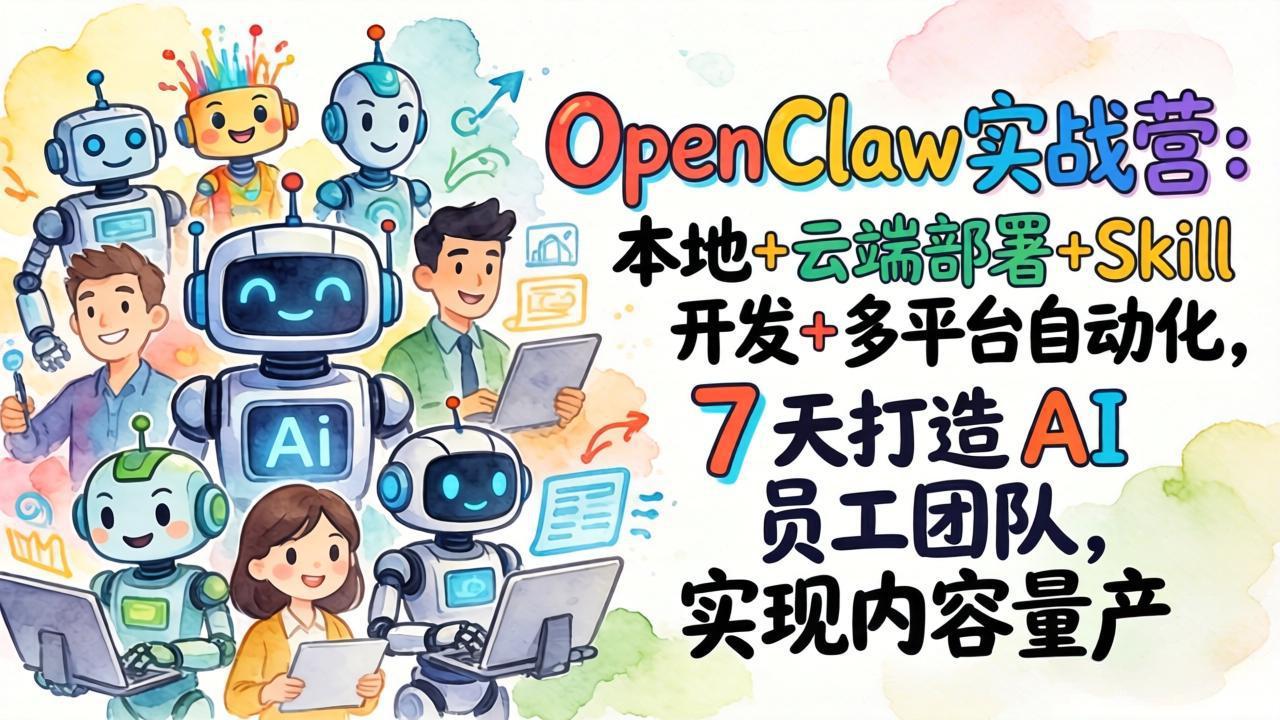 [人工智能]（17673期）OpenClaw实战营-更新：本地+云端部署+Skill开发+多平台自动化，7天打造AI员工团队+实现内容量产
