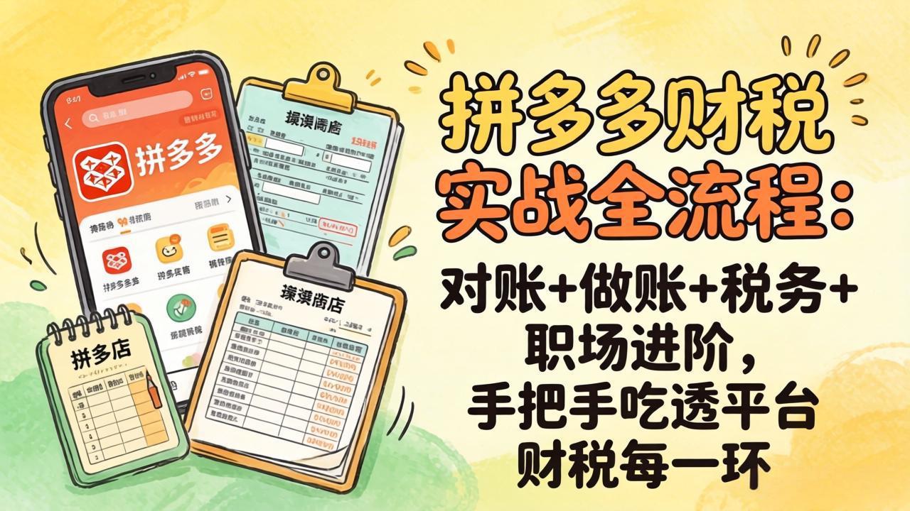 [国内电商]（17678期）拼多多财税实操全流程：对账+做账+税务+职场进阶，手把手吃透平台财税每一环