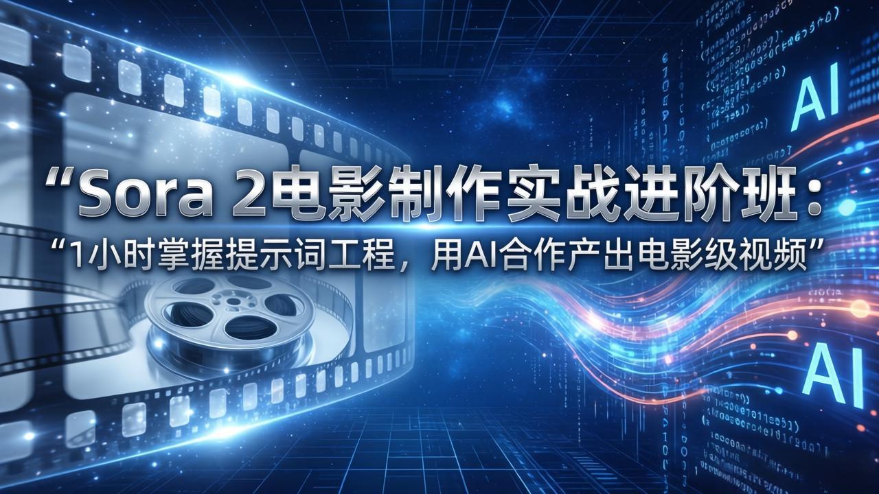 [人工智能]（17679期）Sora 2电影制作实战进阶班：1小时掌握提示词工程，用AI合作产出电影级视频