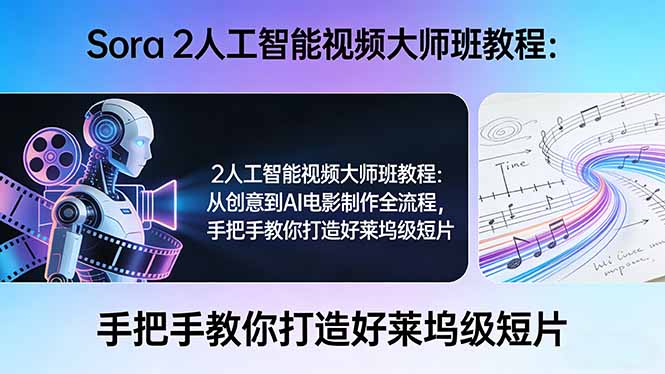 [人工智能]（17688期）Sora 2人工智能视频大师班教程：从创意到AI电影制作全流程，手把手教你打造好莱坞级短片