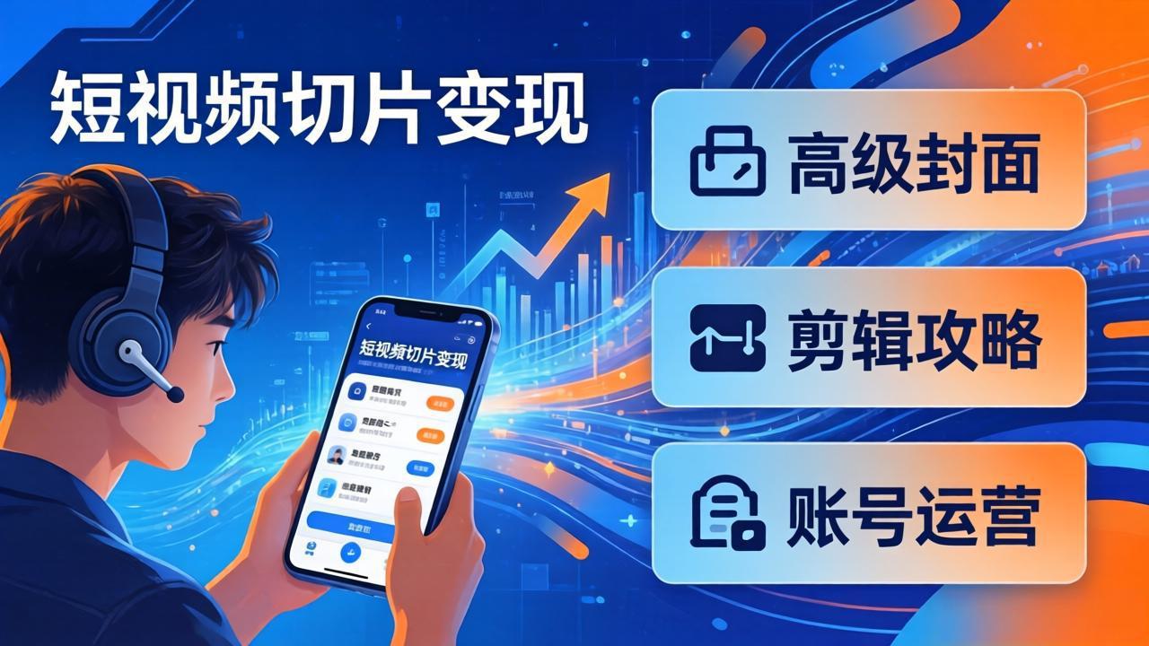[短视频运营]（17758期）短视频切片变现速成班2.0：高级封面+剪辑攻略+账号运营，0基础小白快速入局副业