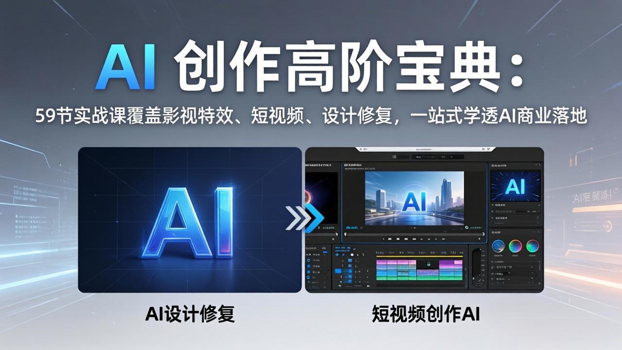 [人工智能]（17887期）AI 创作高阶宝典：59节实战课覆盖影视特效、短视频、设计修复，一站式学透AI商业落地