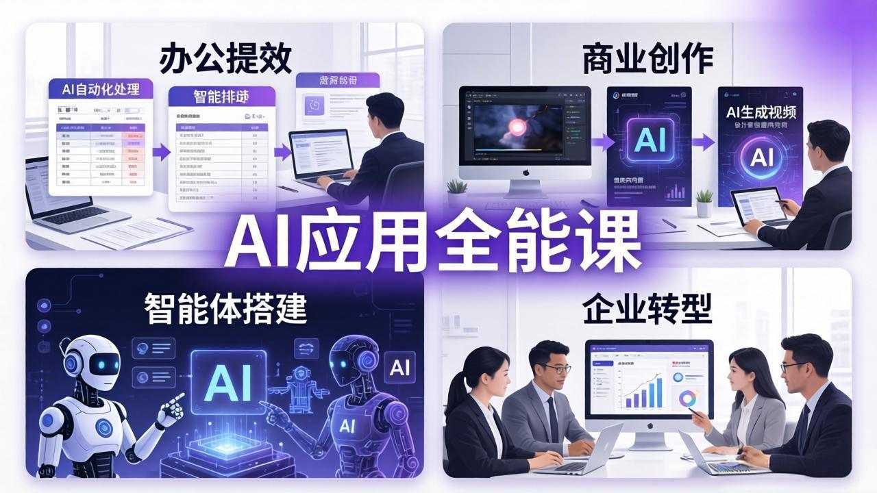 [人工智能]（17890期）AIGC 应用全能课：办公提效、商业创作、智能体搭建、企业转型，一站式学会AI应用