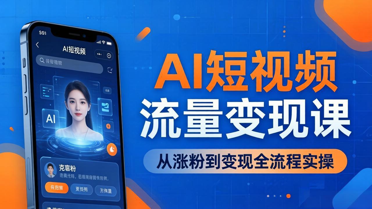 [短视频运营]（17939期）AI短视频流量变现课：一部手机玩转数字人克隆+爆款制作，从涨粉到变现全流程实操