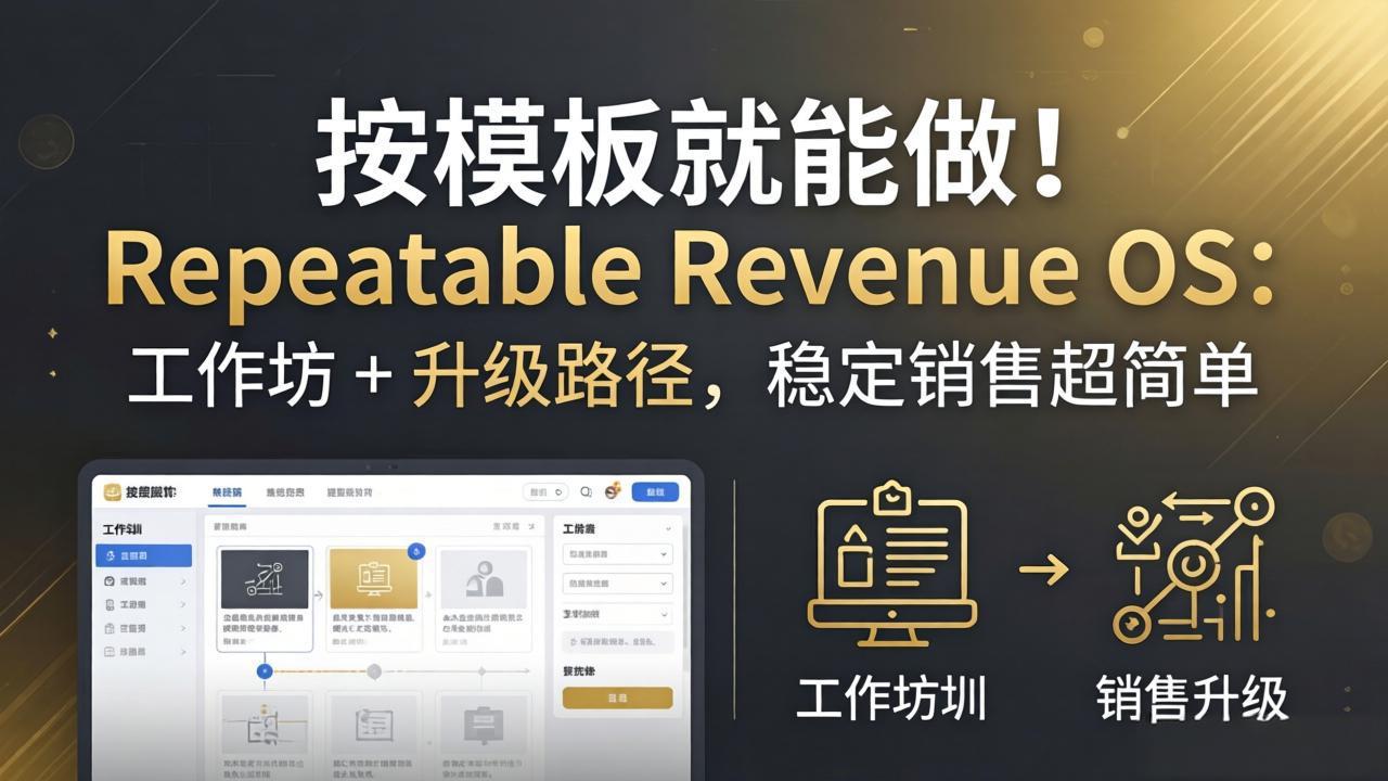 [国外项目]（18085期）按模板就能做！Repeatable Revenue OS：工作坊 + 升级路径，稳定销售超简单