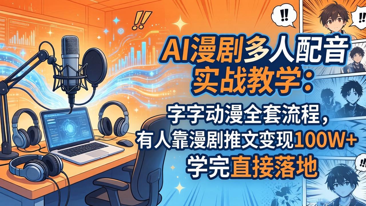 [短视频运营]（18060期） AI漫剧多人配音实战教学：字字动漫全套流程，有人靠漫剧推文变现100W+，学完直接落地
