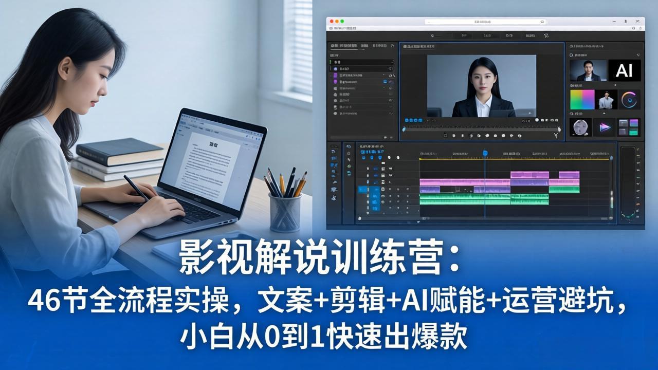 [短视频运营]（18053期）影视解说特训营：46节全流程实操，文案+剪辑+AI赋能+运营避坑，小白从0到1快速出爆款