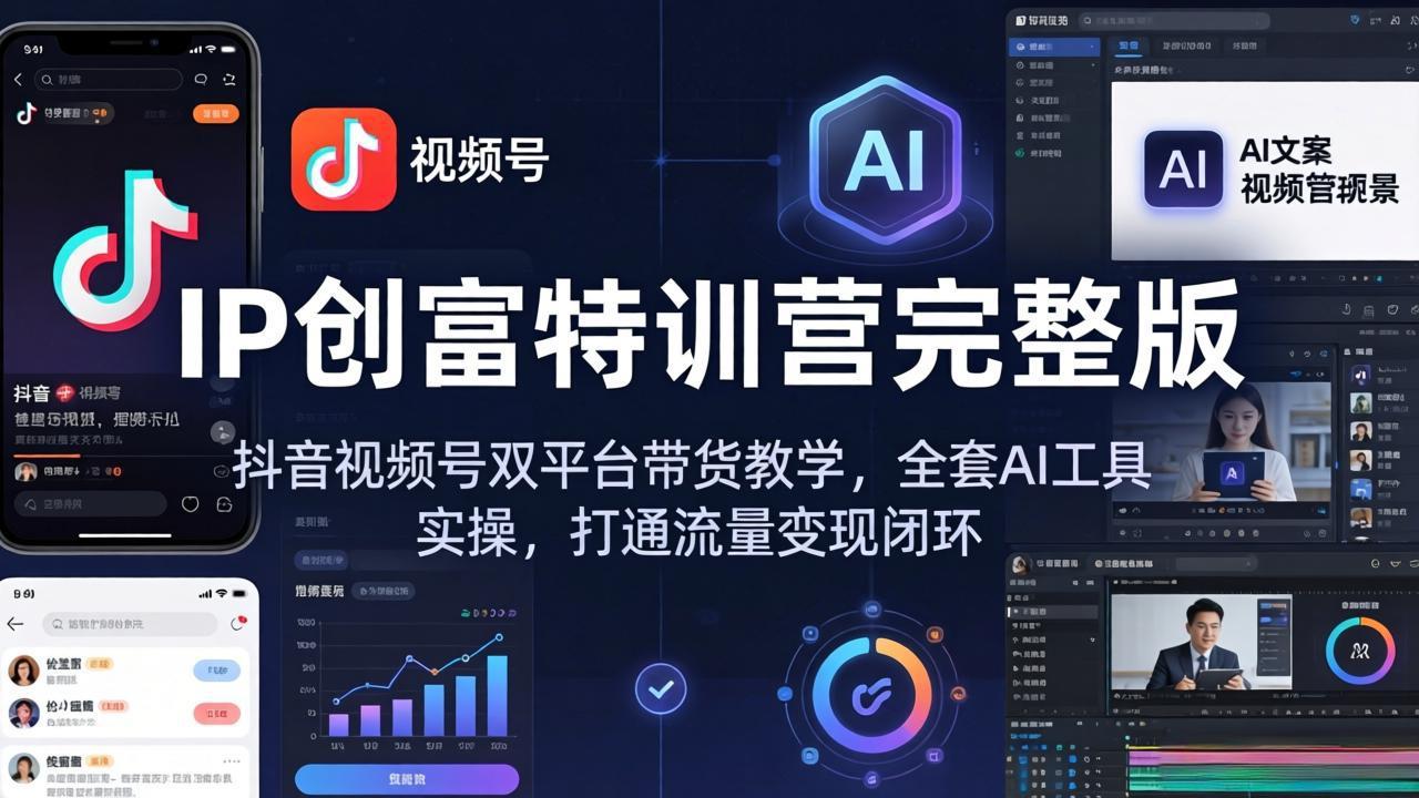 [短视频运营]（18114期） IP创富特训营完整版：抖音视频号双平台带货教学，全套AI工具实操，打通流量变现闭环