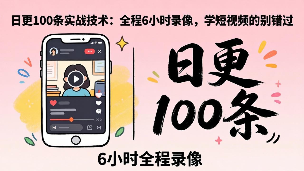 [短视频运营]（18097期）某工作坊东莞2026年4月12线下课：日更100条实战：全程6小时录像，学短视频的别错过