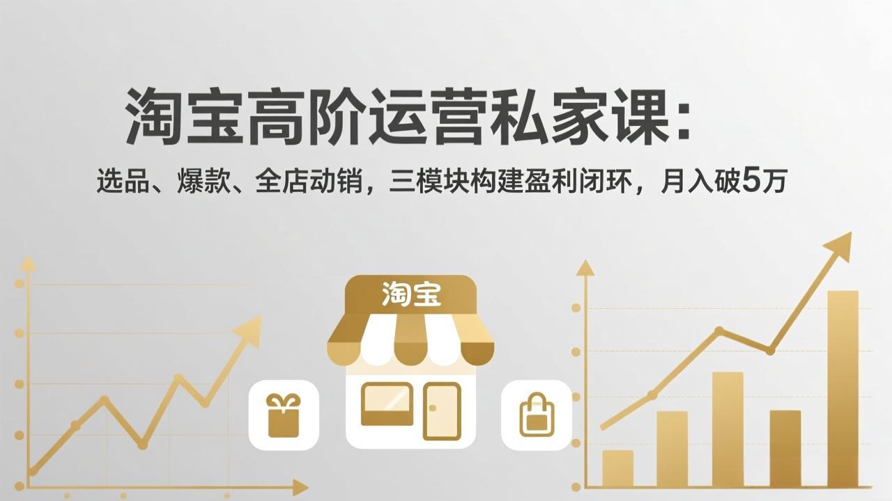 [国内电商]（18095期）淘宝高阶运营私家课（更新26年4月18）：选品、爆款、全店动销，三模块构建盈利闭环，月入破5万