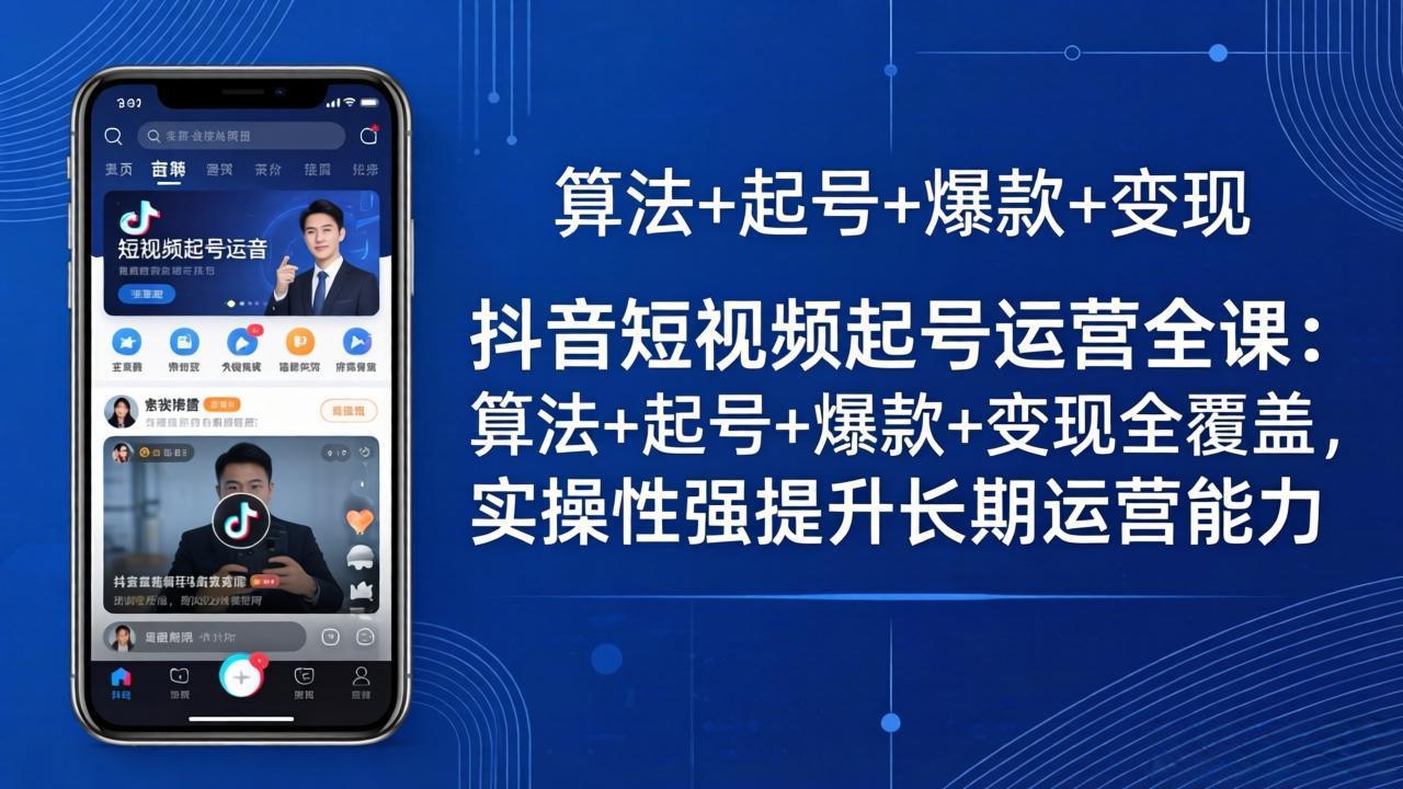 [短视频运营]（18071期）抖音短视频起号运营全课：算法+起号+爆款+变现全覆盖，实操性强提升长期运营能力