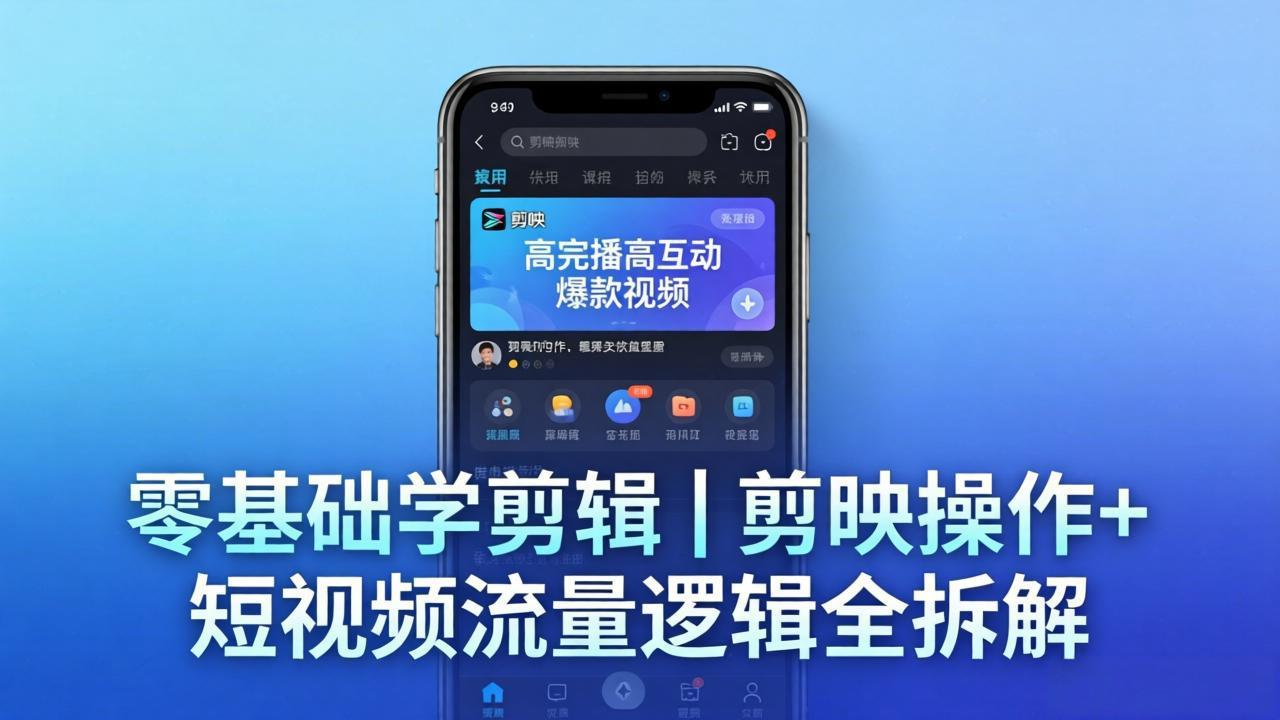 [短视频运营]（18117期） 【零基础学剪辑】剪映操作+短视频流量逻辑全拆解｜手把手教你剪出高完播高互动爆款视频