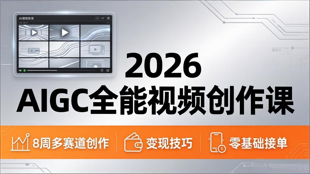 [人工智能]（18215期）2026AIGC全能视频创作课，8周吃透多赛道创作+变现，零基础也能高效出片接单