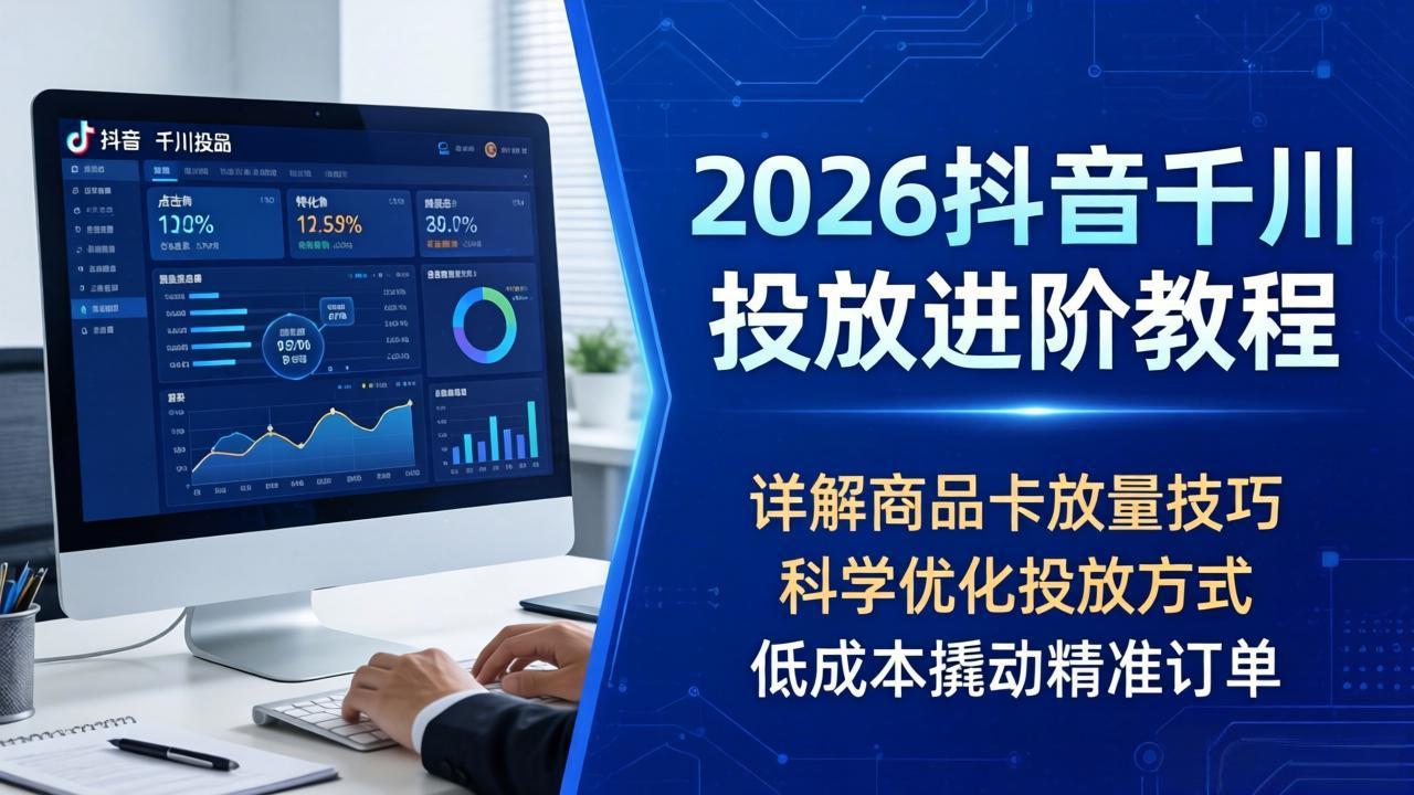 [短视频运营]（18184期）2026抖音千川投放进阶教程，详解商品卡放量技巧，科学优化投放方式，低成本撬动精准订单