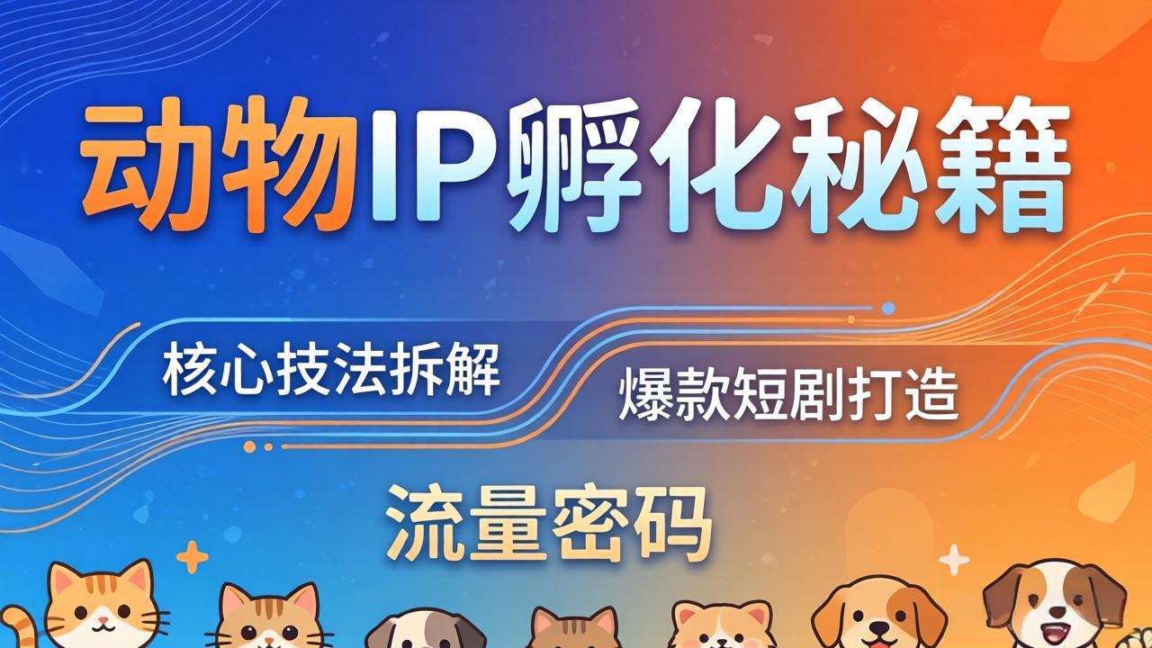 [短视频运营]（18207期）动物IP孵化全套秘籍，三大核心技法拆解，打造爆款萌宠短剧，轻松拿捏赛道流量密码