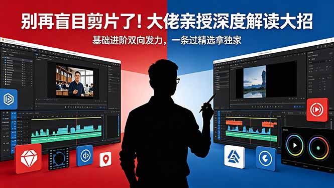[短视频运营]（18384期）别再盲目剪片了！大佬亲授深度解读大招，基础进阶双向发力，一条过精选拿独家