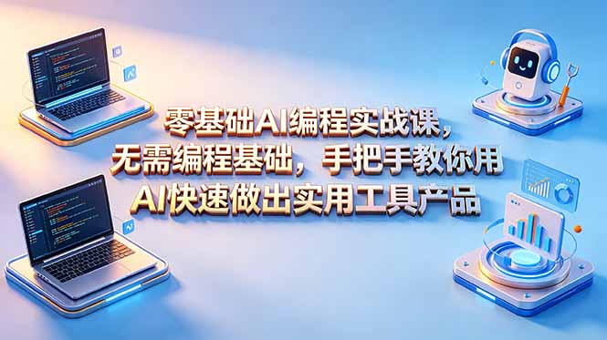[AI人工智能]（18785期）零基础AI编程实战课-更新，无需编程基础，手把手教你用AI快速做出实用工具产品
