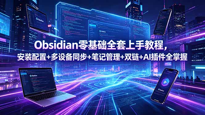 [AI人工智能]（18797期）Obsidian零基础全套上手教程，安装配置+多设备同步+笔记管理+双链+AI插件全掌握