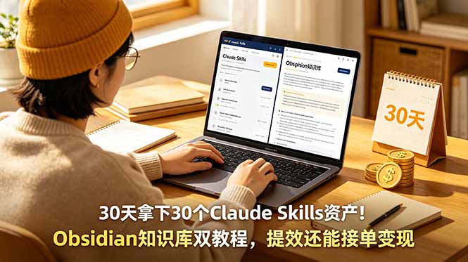 [AI人工智能]（18886期）30天拿下30个Claude Skills资产！Obsidian知识库双教程，提效还能接单变现