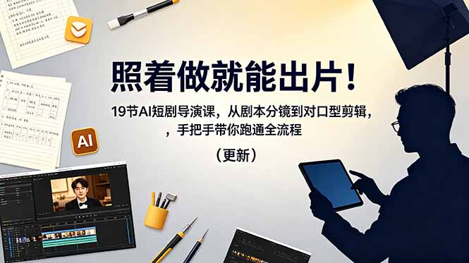 [AI人工智能]（18694期）照着做就能出片！19节AI短剧导演课，从剧本分镜到对口型剪辑，手把手带你跑通全流程（更新）