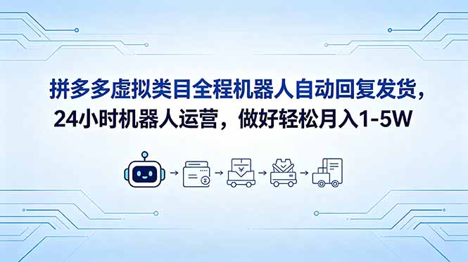 [虚拟项目]（18715期）拼多多虚拟类目全程机器人自动回复发货，24 小时机器人运营，做好轻松月入 1-5W