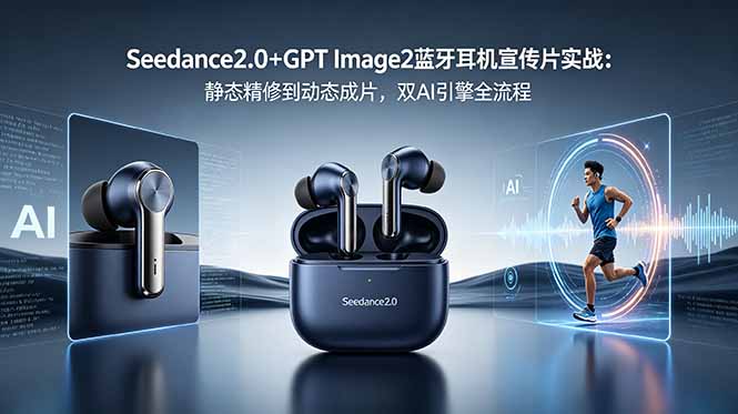 [AI人工智能]（18730期）Seedance2.0+GPT Image2蓝牙耳机宣传片实战：静态精修到动态成片，双AI引擎全流程