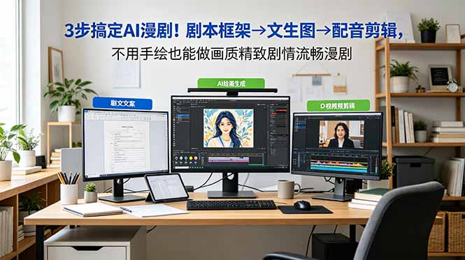 [AI人工智能]（18866期）3步搞定AI漫剧！剧本框架→文生图→配音剪辑，不用手绘也能做画质精致剧情流畅漫剧