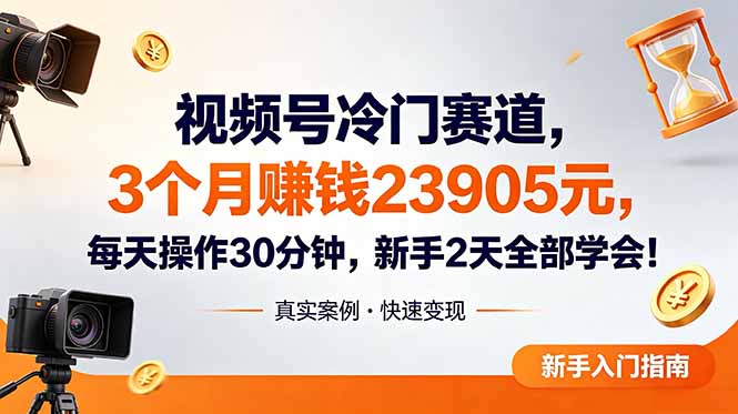 [直播玩法]（18799期）视频号冷门赛道，3个月变现23905元，新手2天学会 每天操作30分钟！