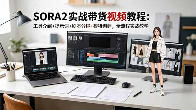 [短视频运营]（18718期）SORA2实战带货视频教程：工具介绍+提示词+剧本分镜+模特创建，全流程实战教学