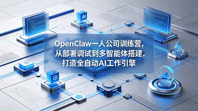 [AI人工智能]（18789期）OpenClaw 一人公司训练营，从部署调试到多智能体搭建，打造全自动 AI 工作引擎