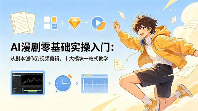 [AI人工智能]（18812期）AI漫剧零基础实操入门：从剧本创作到视频剪辑，十大模块一站式教学
