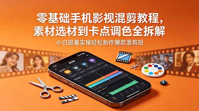 [短视频运营]（18750期）零基础手机影视混剪教程，素材选材到卡点调色全拆解，小白跟着实操轻松制作爆款混剪短片