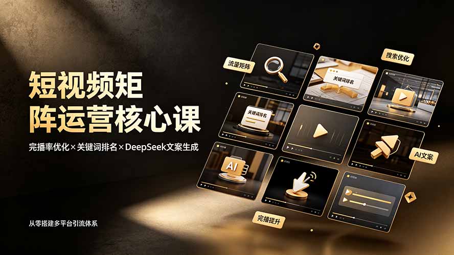 [短视频运营]（19259期）短视频矩阵运营核心课：完播率优化×关键词排名×DeepSeek文案生成，从零搭建多平台引流体系-第1张图片-智慧创业网