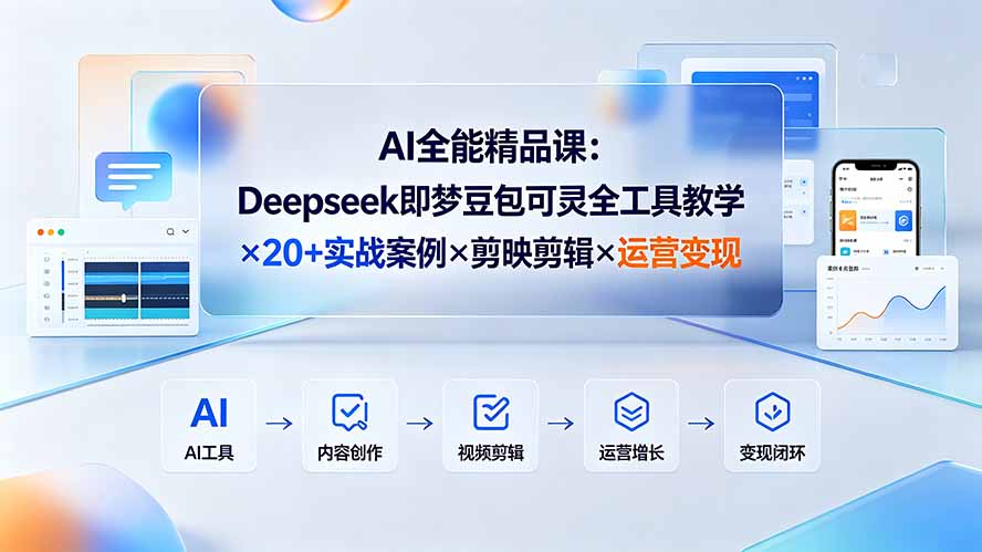 [短视频运营]（19278期）AI全能精品课：Deepseek即梦豆包可灵全工具教学×20+实战案例×剪映剪辑×运营变现
