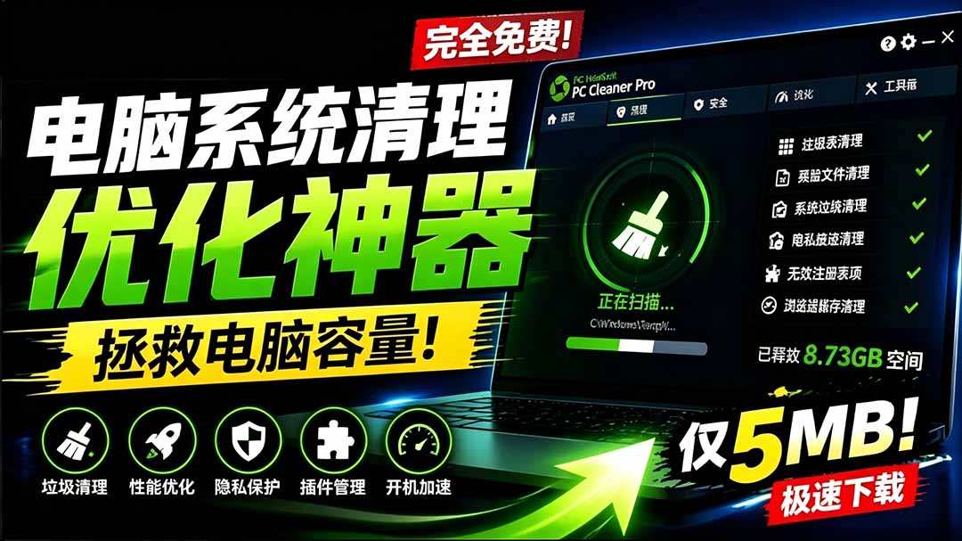 [其它资料]（19282期）轻松吊打Win系统自带工具！电脑清理优化神器，拯救电脑容量，仅5MB，完全免费使用 PC Cleaner Pro-第2张图片-智慧创业网