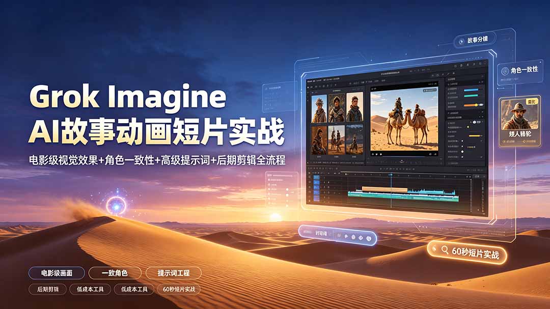 [AI人工智能]（19305期）Grok Imagine AI故事动画短片实战：电影级视觉效果+角色一致性+高级提示词+后期剪辑全流程-第1张图片-智慧创业网